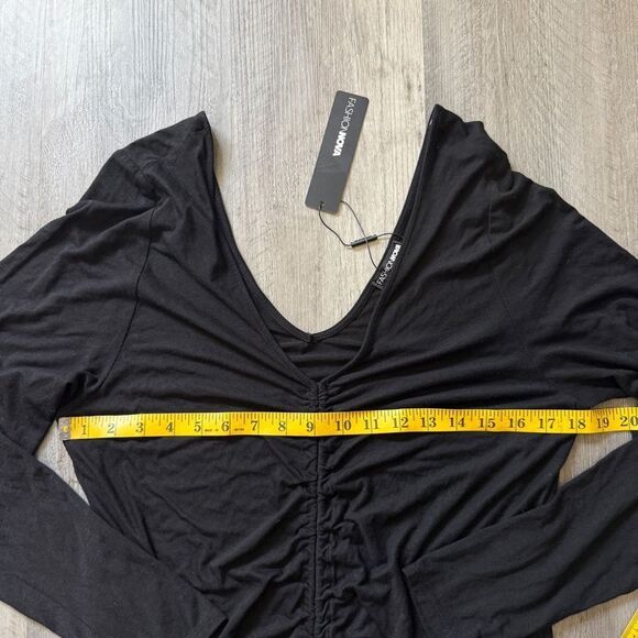 Fashion Nova Hong Kong Ruched Dress Black 1X Plus NEW - Picture 8 of 10